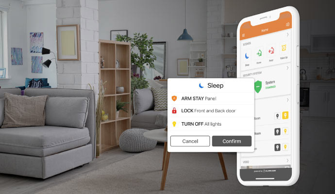A smartphone displaying a smart home app