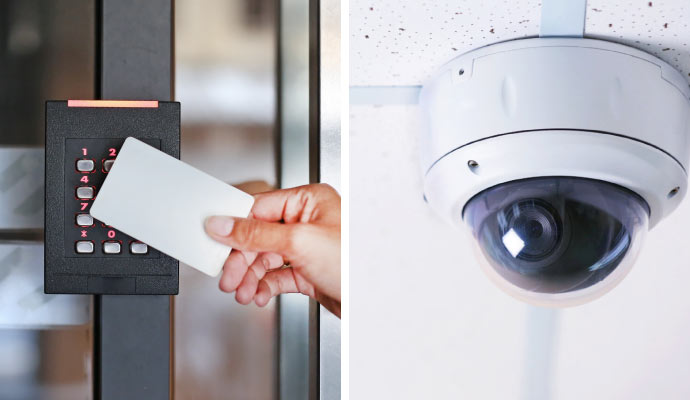 Collage of access control system and security camera
