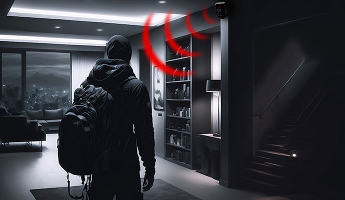 Intruder detection in a residential living room