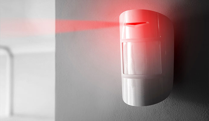 Motion sensor with red laser beam visualization