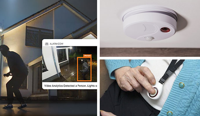 Video analytics, smoke detection, and emergency medical alert