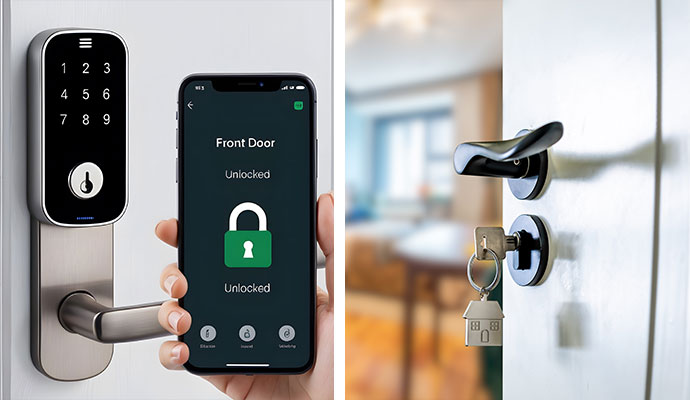 Comparison of smart keypad lock and traditional key entry