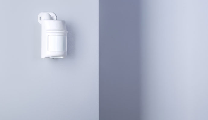 White motion sensor corner view