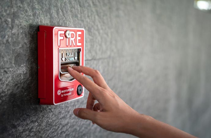 Alerting with fire alarm.