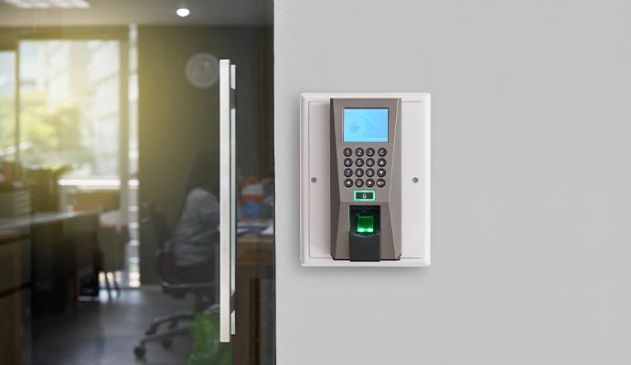 an installed access control system outside an office
