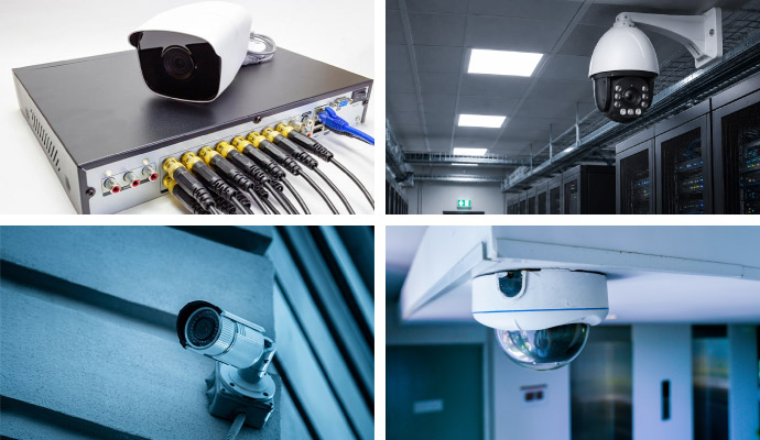 CCTV surveillance camera system collage