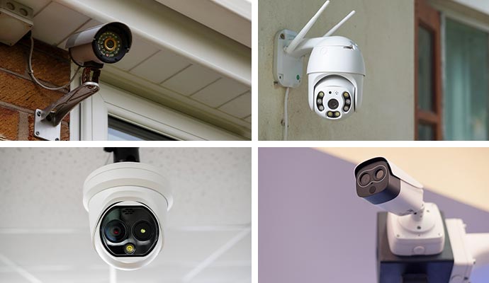 Collage of analog, ptz, hd and multi lense camera