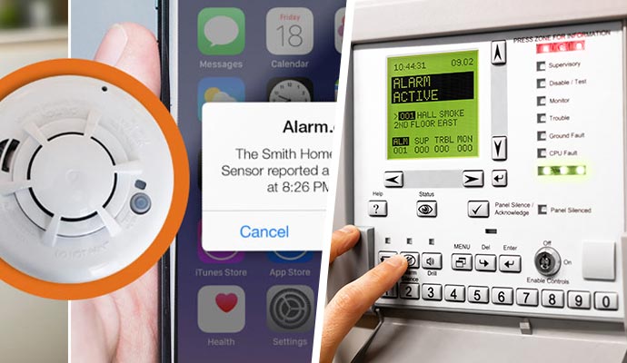 Collage of audio evacuation system and remote power supply