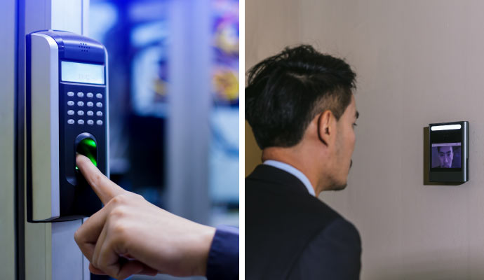 collage of boimetric reader and role based access control