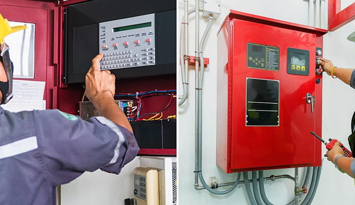 Collage of fire alarm inspection and repairing service