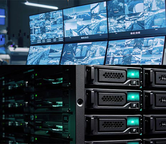 Collage of remote monitoring and digital video storage