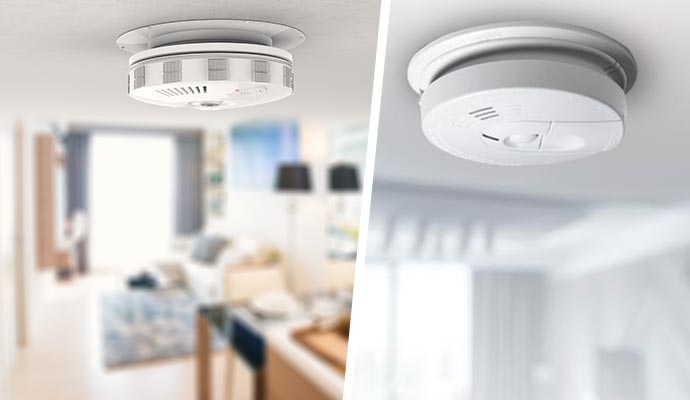 Collage of smoke and carbon monoxide detector