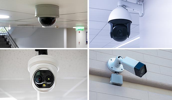 Different installed business security cameras
