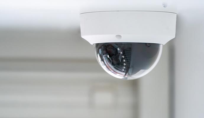 Installed dome security camera