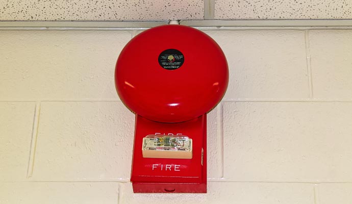 Fire alarm audio evacuation system on wall