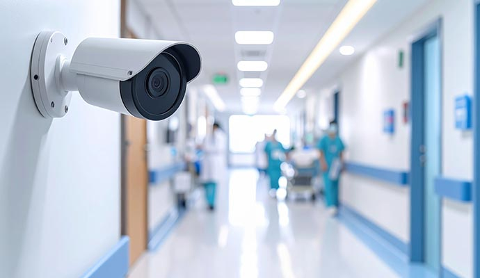 Hospital corridor CCTV security camera