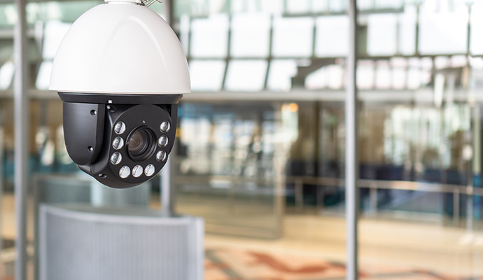 Indoor PTZ camera security monitoring