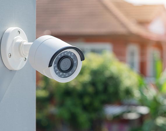 Installed analog camera outside house