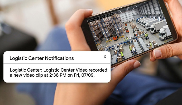 Mobile warehouse surveillance notification