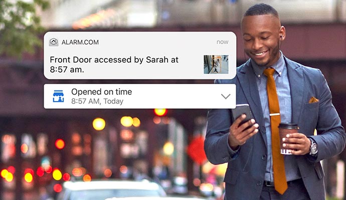 Person receiving notification alerts when someone accessed the front door