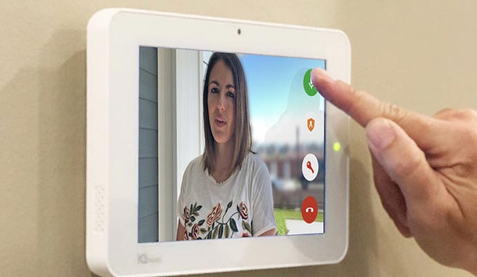 Person using an interactive panel device