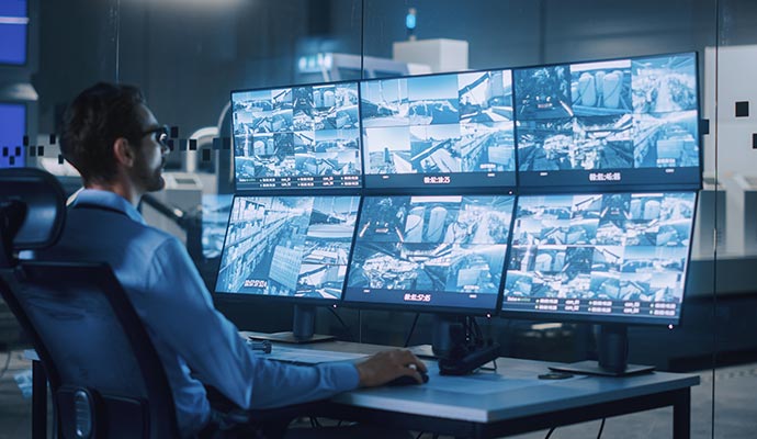 Real-time CC camera feed to monitor business operations 