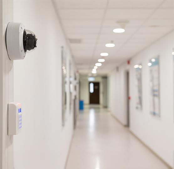 Indoor security camera installed inside hospital