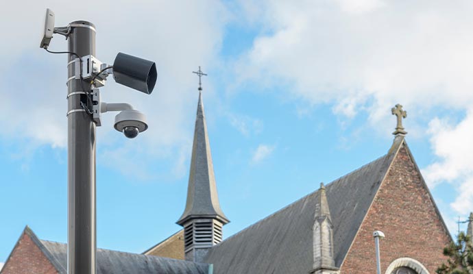 Security camera installed near a church