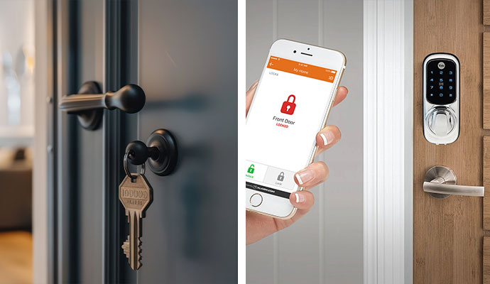 Traditional key entry and smart mobile lock control