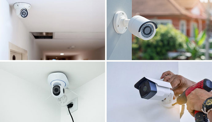 Collage of various types of security cameras