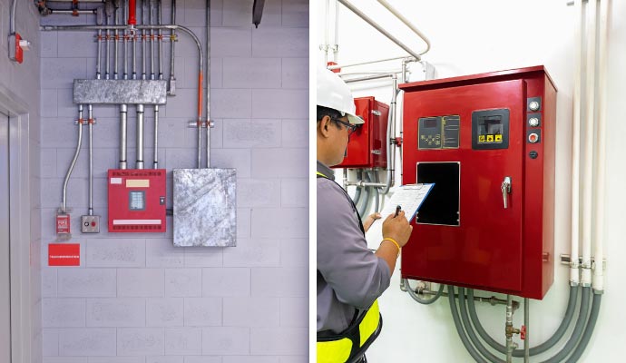 collage of fire alarm control panels