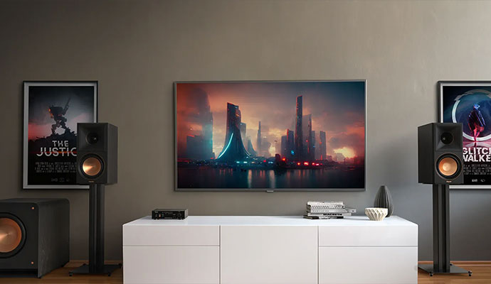 Klipsch Reference Premiere bookshelf speakers on stands