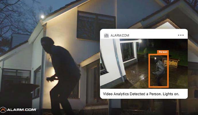 Intruder detected outside house with smartphone security alert