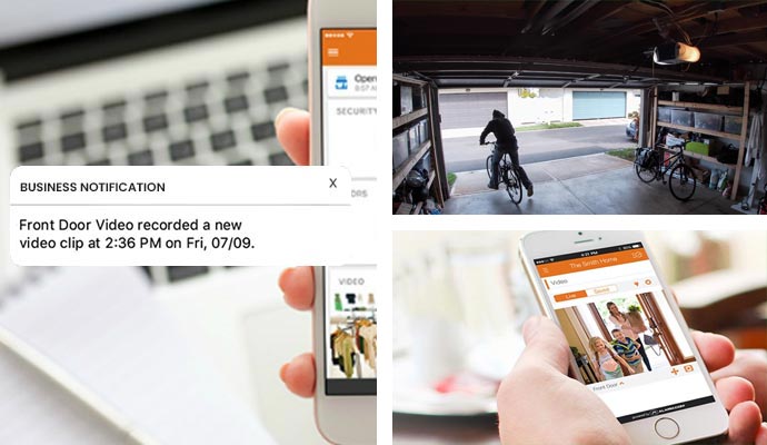 Collage of different smart home security solutions