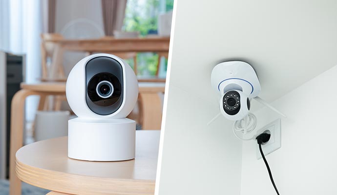 Collage of wireless and wired camera