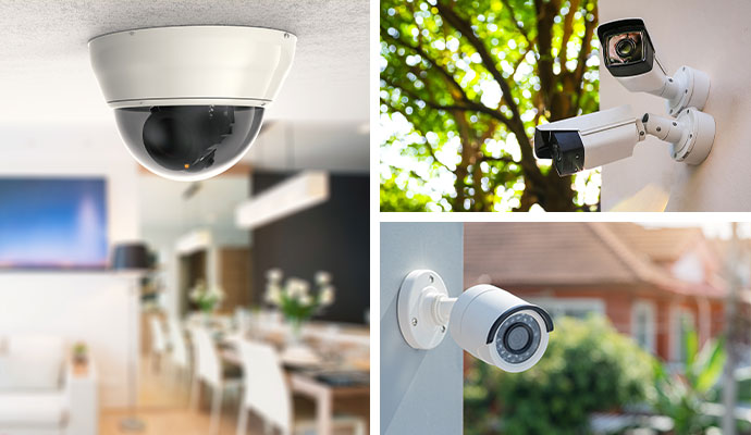 Collection of indoor dome and outdoor bullet security cameras