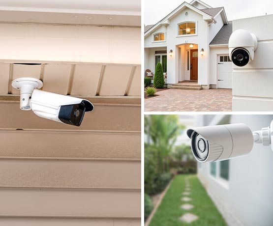 Outdoor cameras installed across multiple areas for security