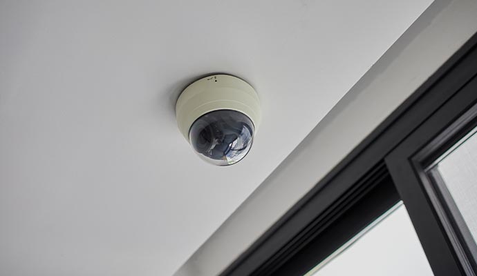 Installed dome security camera
