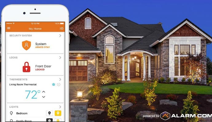 Smart home security app interface
