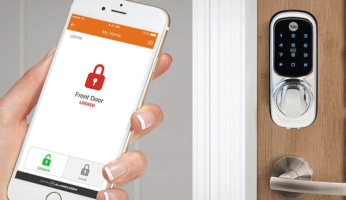 smart lock system installed door