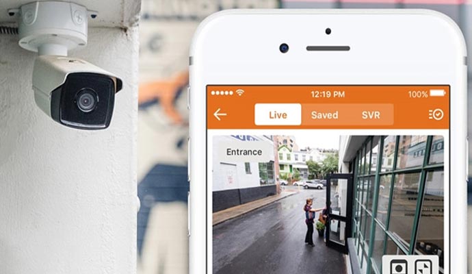Smart surveillance camera live feed on phone