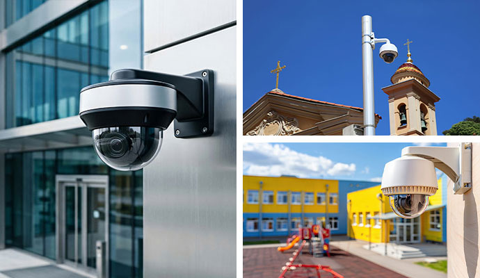 Commercial security cameras installed for business properties