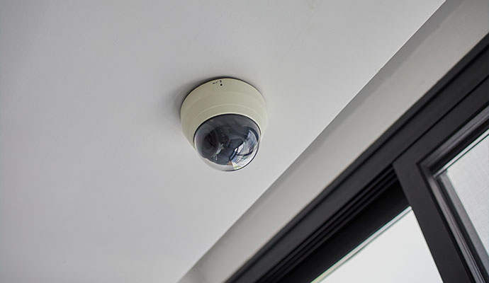 Indoor dome security camera installed on the ceiling