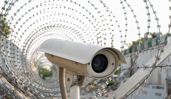 Installed perimeter surveillance camera