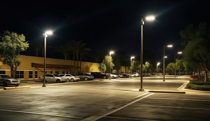 Security lights in parking lot