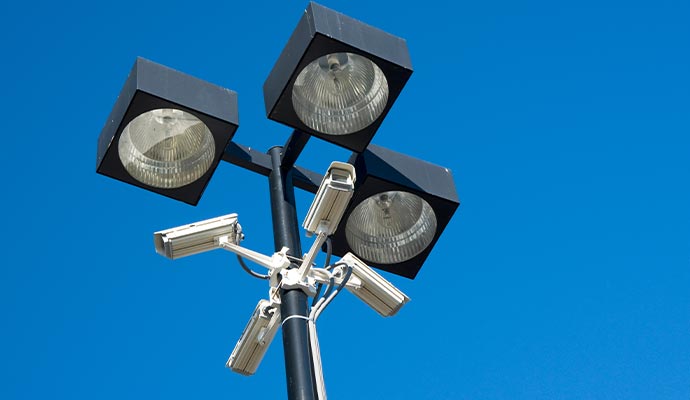 Surveillance camera with security lights