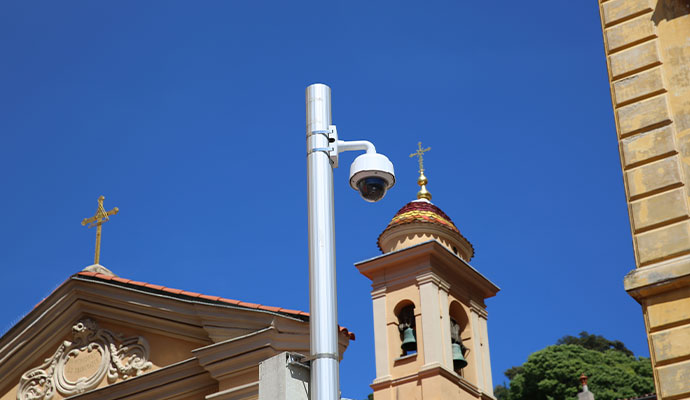 Outdoor security camera installed for church property