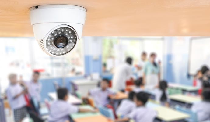 Security camera installed in an educational institution