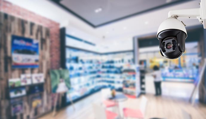 Security camera in retail store
