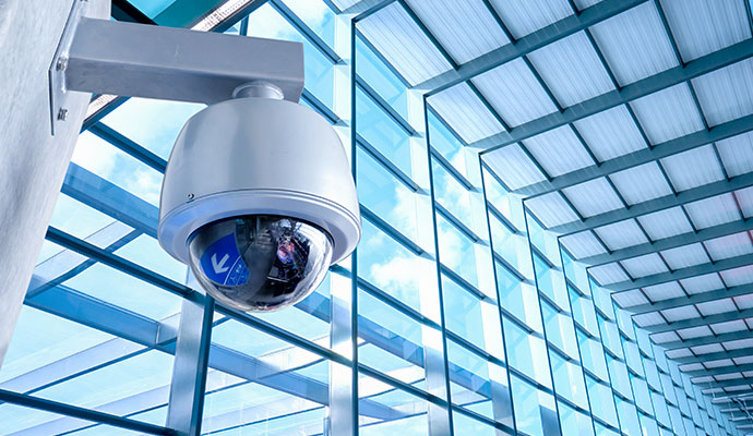 Glass building outdoor dome CCTV security camera